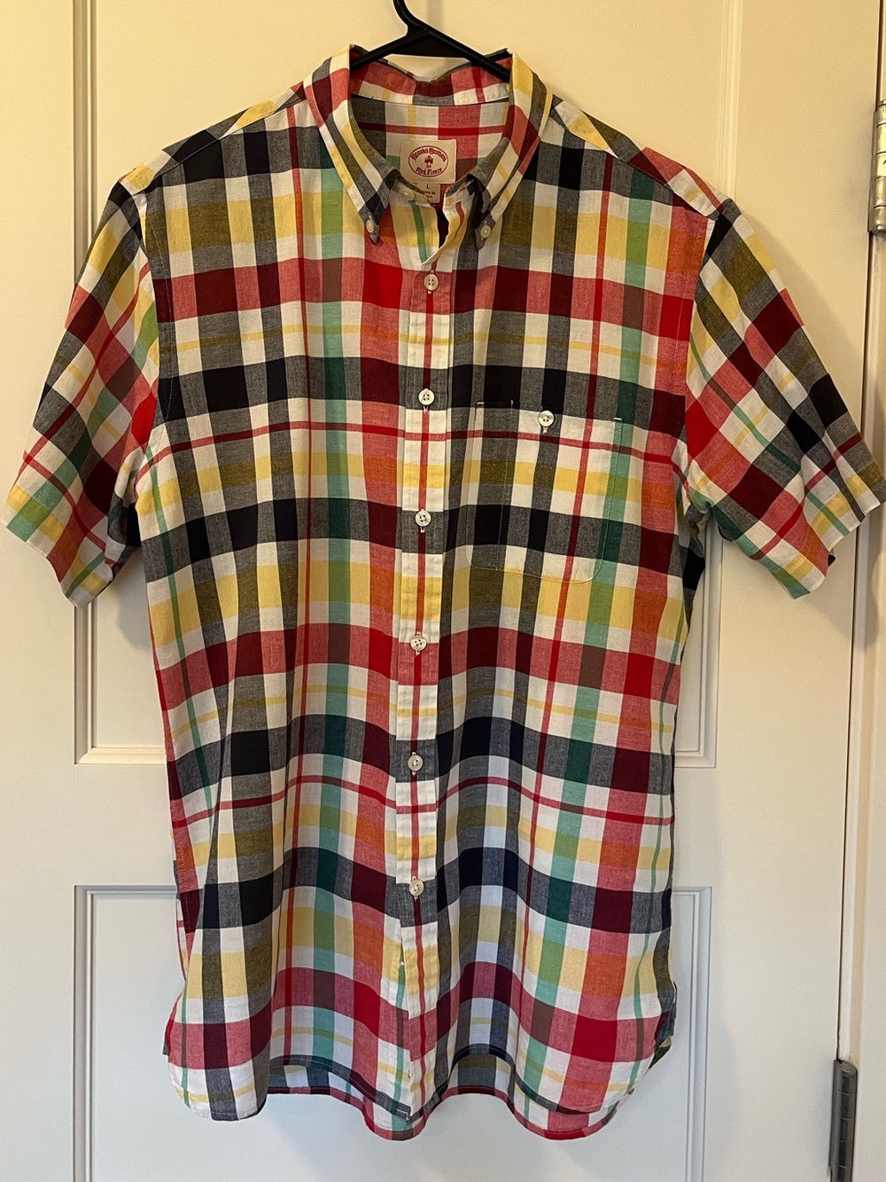 Brooks Brothers Madras Plaid Button Down Shirt Men’s Large 100% Cotton